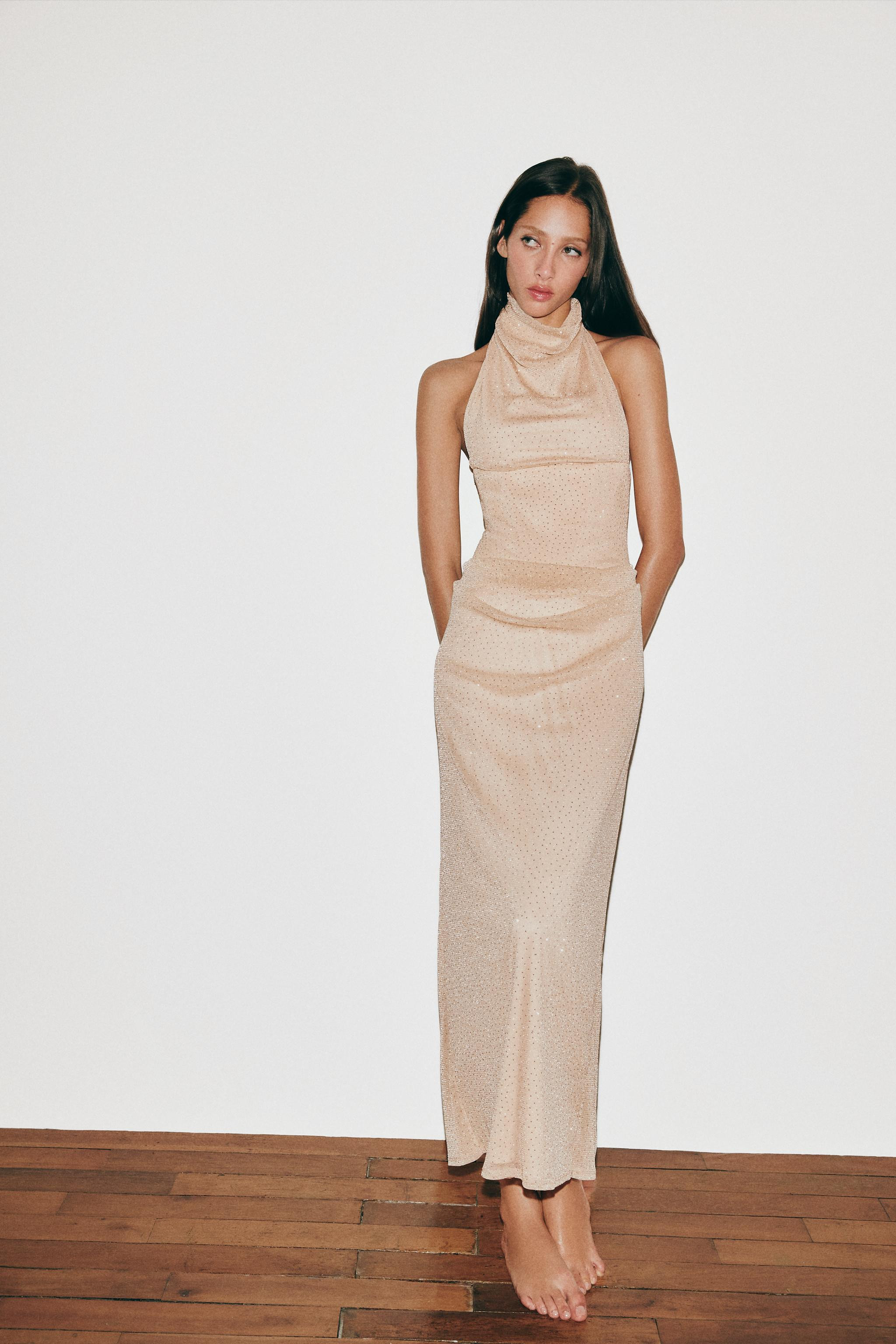 RHINESTONE HALTER CORSET DRESS | Zara US