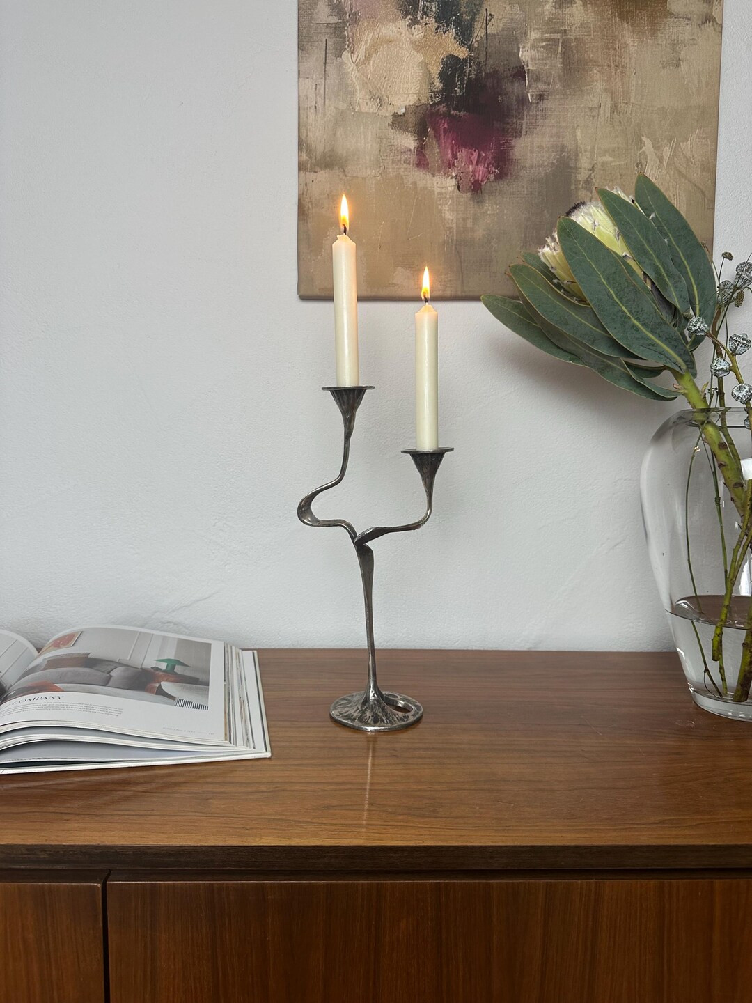 Brutalist German Bakery Solingen Manufactory Sculptural Candle Holder 1950 Candelabra Art Nouveau... | Etsy (US)