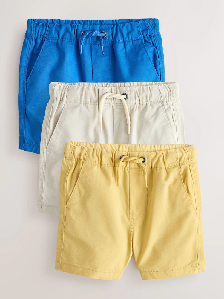 Blue/Neutral/Yellow Pull On Shorts 3 Pack (3mths-7yrs) | Next US
