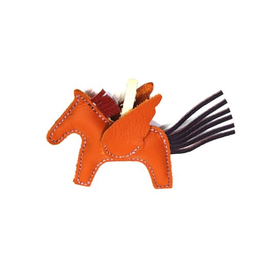 Yantahms Flying Horse Keychain, Tasse Cute Pony Personalized Handmade Cowhide Pendant Bag Pendant Horse Car Keychain 1PC (brown) | Amazon (US)