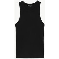 M&S Womens Cotton Rich Ribbed Racer Back Vest Top - 14 - Black, Black,Soft White | Marks & Spencer (UK)