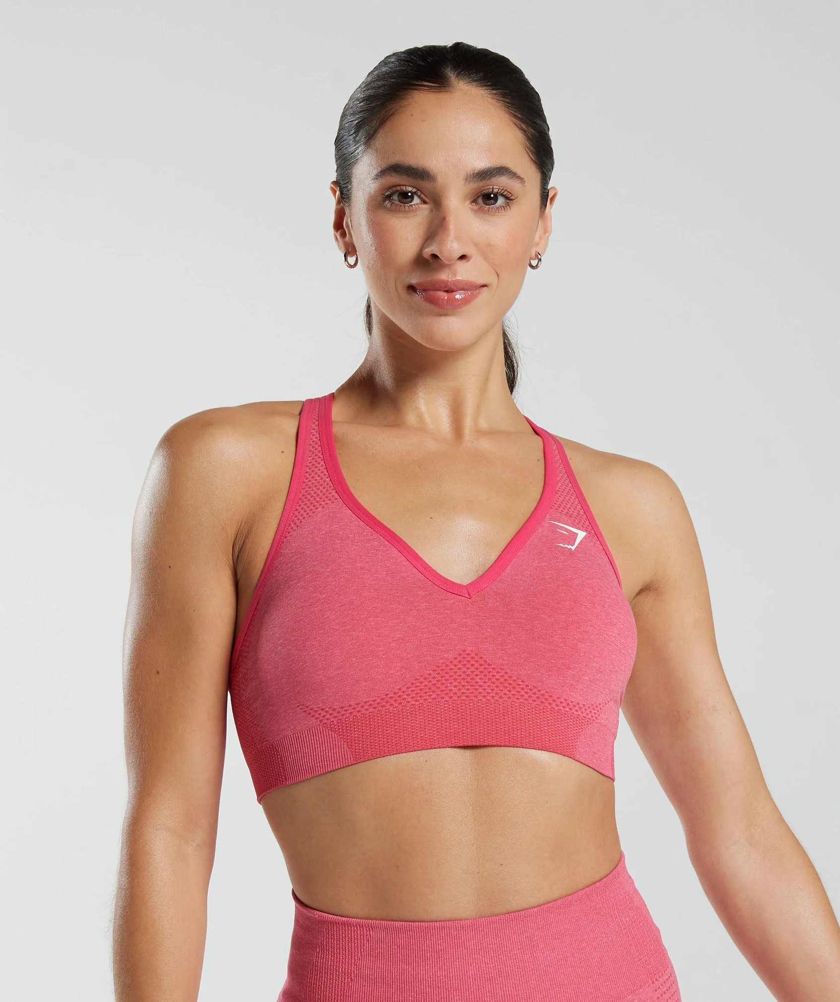 Vital Seamless 2.0 V Neck Sports Bra  Bright Fuchsia Marl | Gymshark US