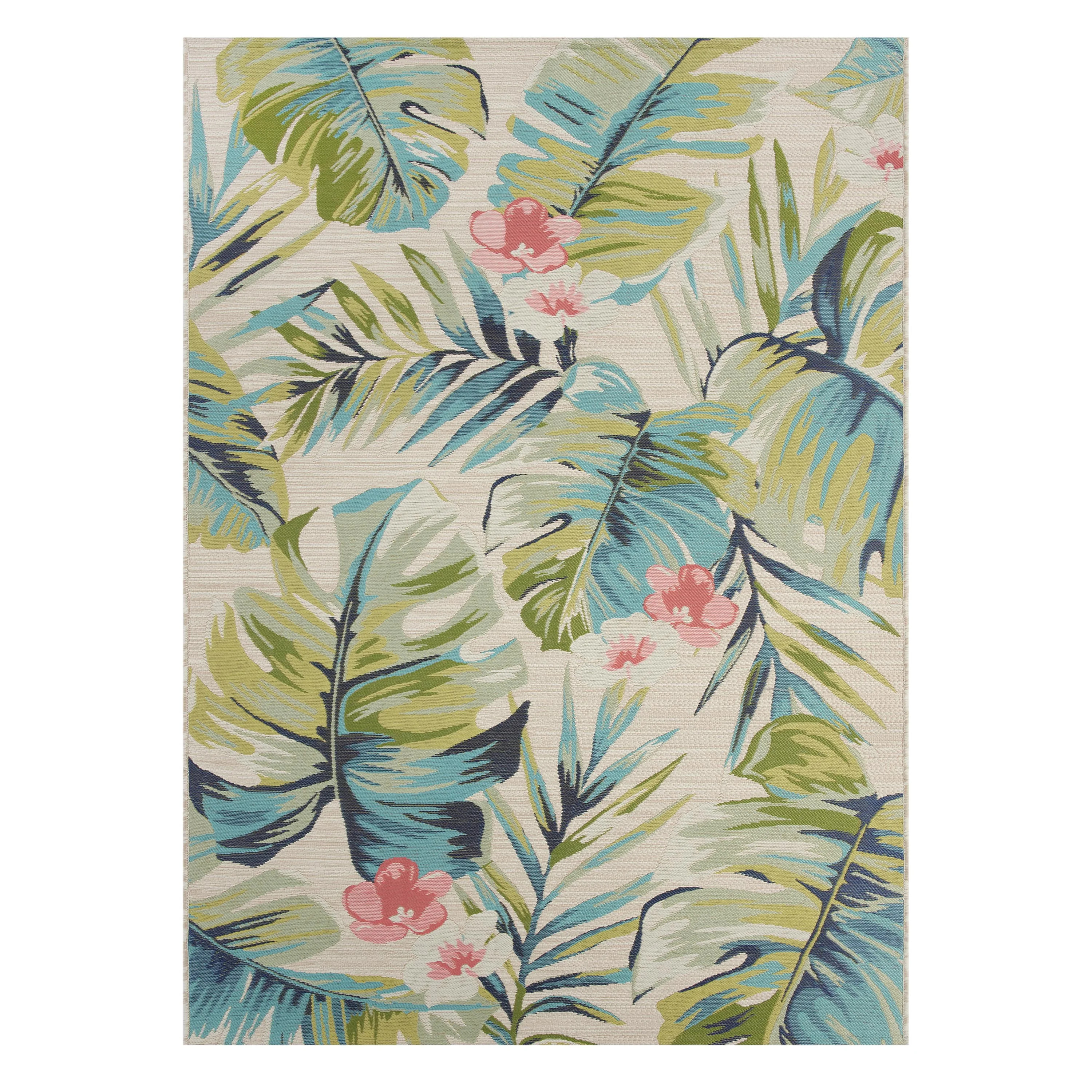 Better Homes & Gardens Woven Tropical 7’ x 10’ Outdoor Rug - Polypropylene/Polyester - Multi | Walmart (US)