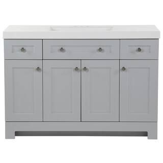 Everdean 48.5 in. W x 18.75 in. D Vanity in Pearl Gray with Cultured Marble Vanity Top in White w... | The Home Depot