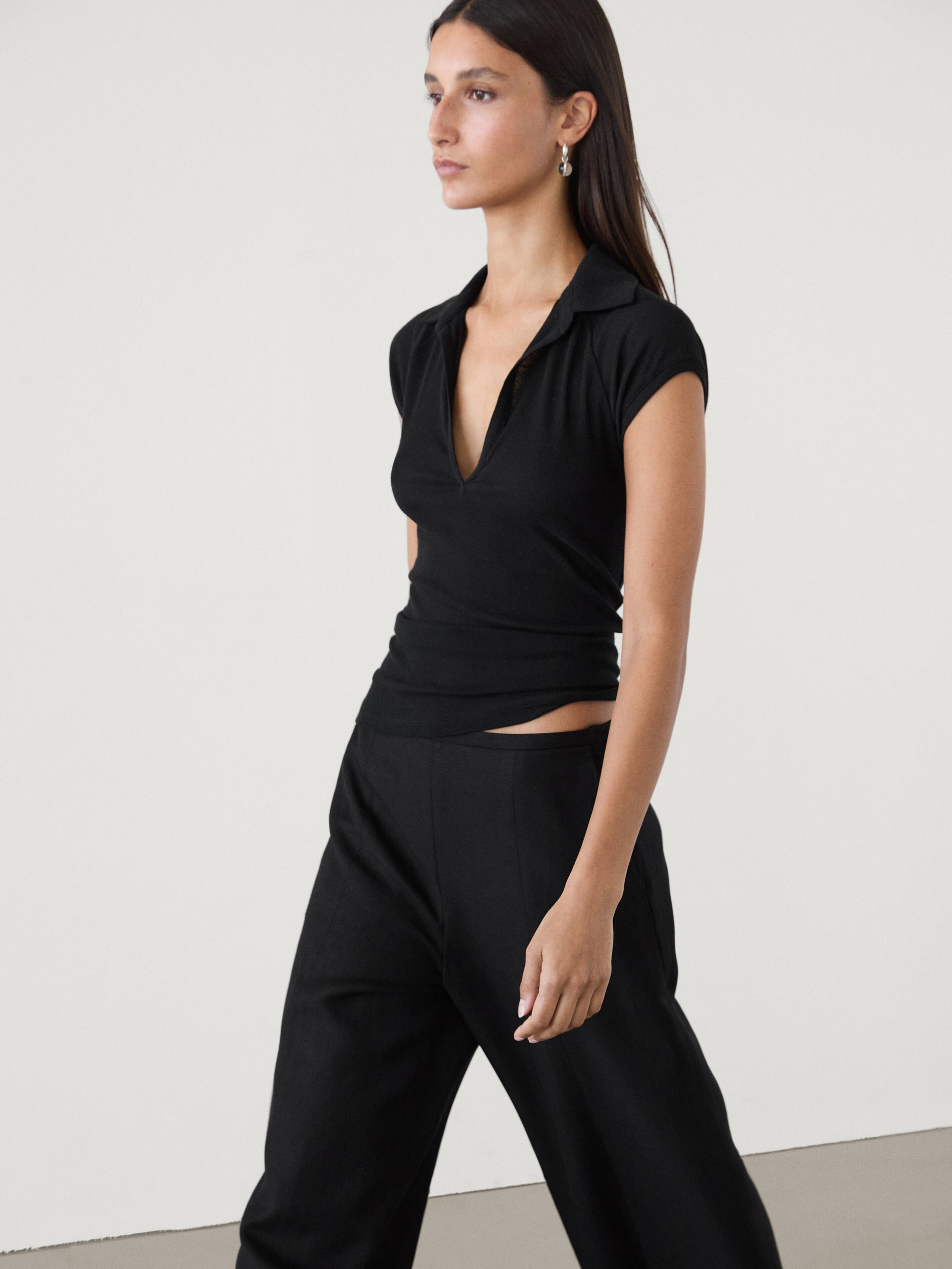 Ribbed cotton short sleeve polo shirt | Massimo Dutti US