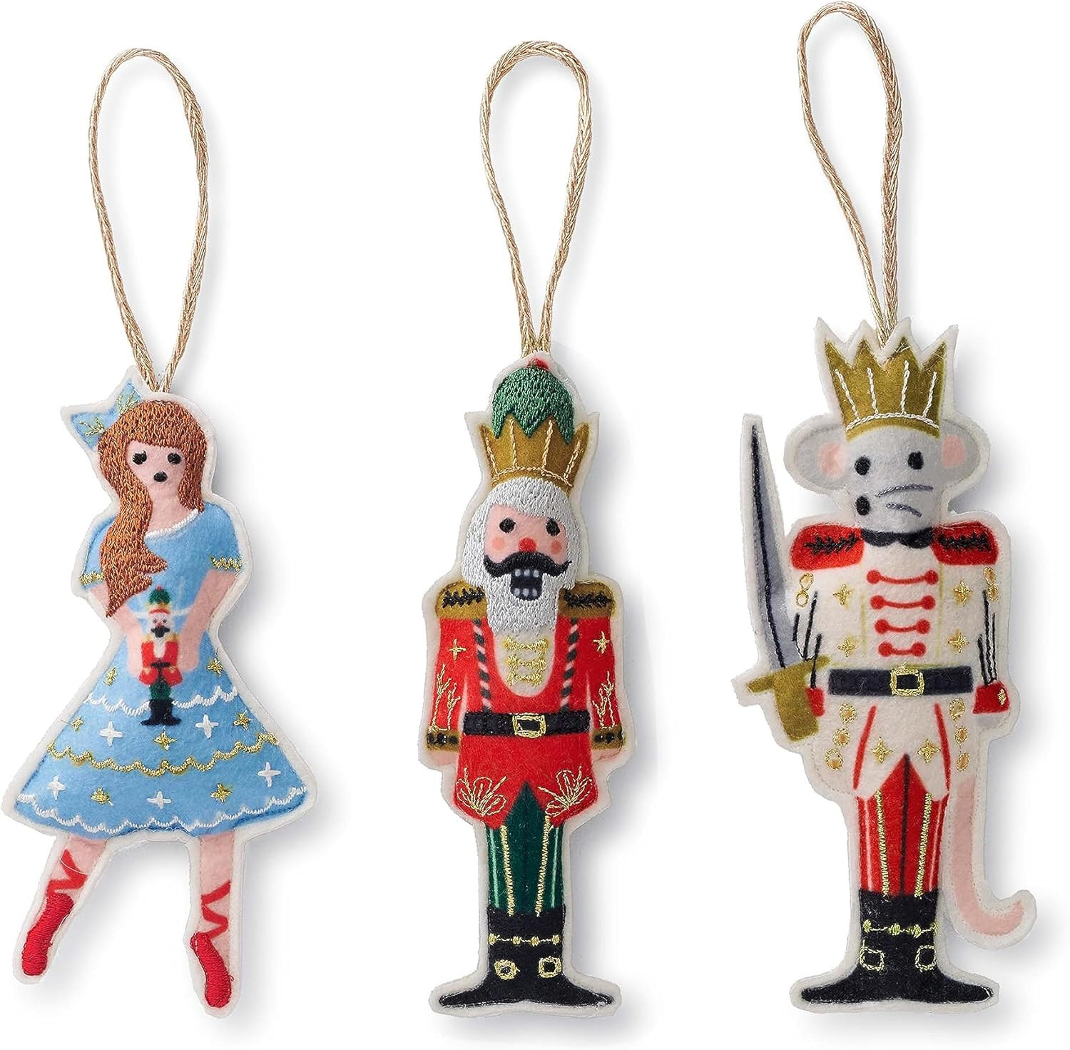 RIFLE PAPER CO. Nutcracker Felt Ornaments, Set of 3, Christmas and Holiday Decoration for Tree an... | Amazon (US)
