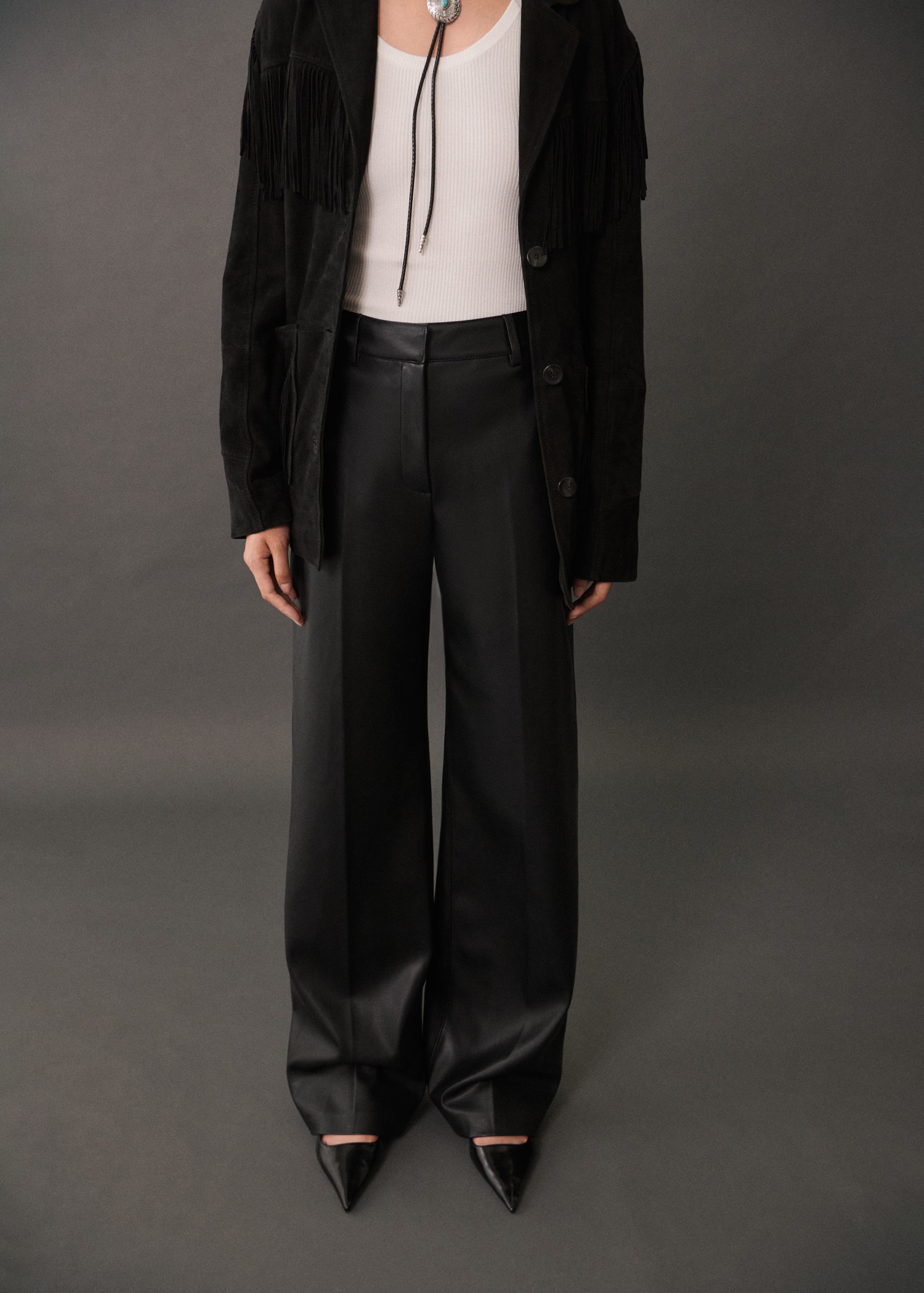 Wideleg leather-effect pants - Women | MANGO USA | Mango (US/MX/AU)