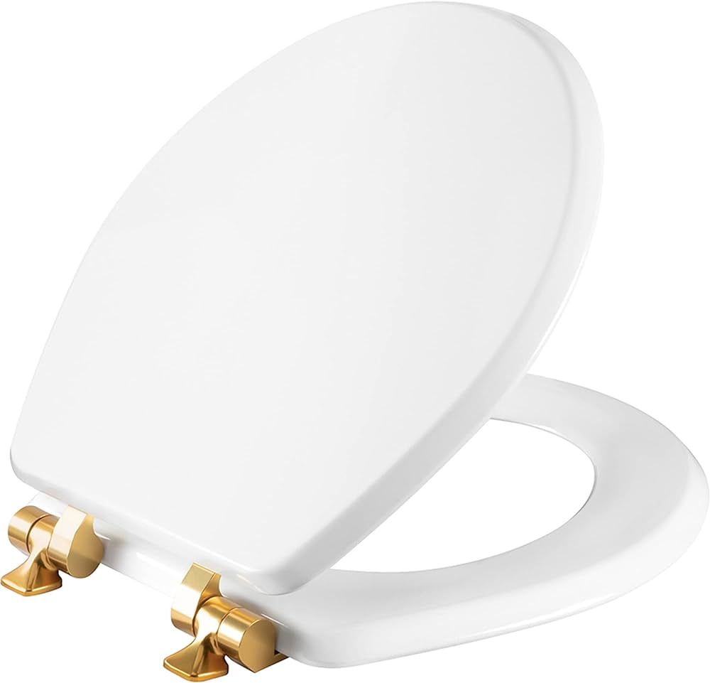 Mayfair 826BGSL 000 Benton Toilet Seat with Brushed Gold Hinges will Slow Close and Never Come Lo... | Amazon (US)