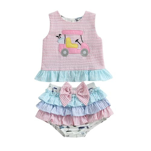 WZTYYDS Toddler Baby Girl Golf Outfit 6 9 12 18 24 Months Summer Clothes Sleeveless Ruffle Tank Tops + Tutu Shorts Sets | Amazon (US)