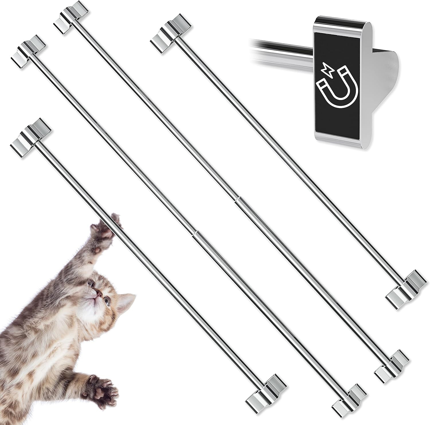 Skywin Magnetic Towel Holder for Refrigerator - 4 Pack Adjustable Towel Holder (Modern Silver) | Amazon (US)