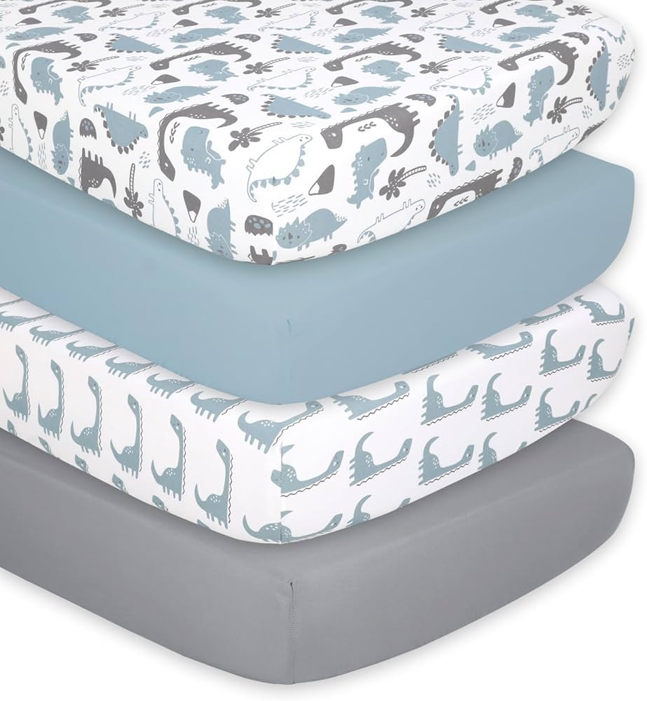The Peanutshell 4-Pack Fitted Crib Sheet Set - Super Soft & Breathable Baby Boy Crib Sheets, Nurs... | Amazon (US)