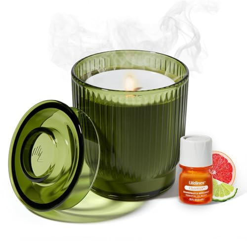Lifelines Flameless Candle Aromatherapy Essential Oil Diffuser with ClickWick Essential Oil Blend - Cordless & Waterless Diffuser for Home - Scented Electric Candles Blow Out Flame- Olive Ribbed | Amazon (US)