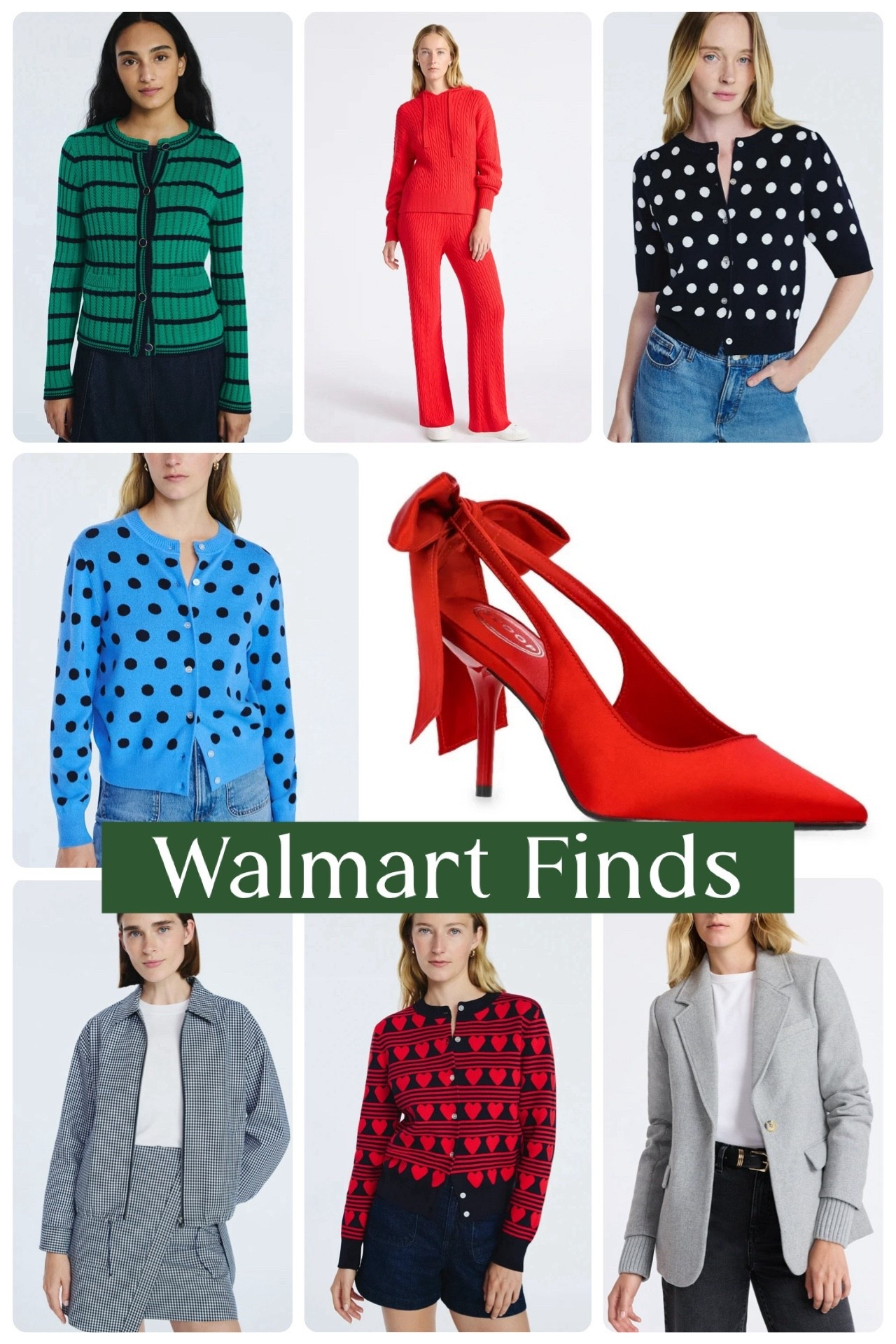 💚Walmart Finds — Cozy Knits, Polka Dots & Holiday Reds 🎀

A fresh round of Walmart fashion finds I’m loving right now — bold polka dots, textured knits, classic stripes, heart-print cardigans, the cutest check sets, and the most gorgeous satin bow heels for the holidays. So many luxe-looking pieces at such good prices, and most styles come in XS through 3X or 4X depending on the item. These are perfect for festive outfits, office looks, winter layering, or gifting! Linking everything shown so you can grab your favorites. 🎄✨

Walmart fashion, Walmart outfits, holiday outfit ideas, polka dot cardigan, red bow heels, affordable winter style, Walmart sweaters, Free Assembly finds, Walmart new arrivals, holiday party outfits, budget-friendly fashion, chic Walmart picks, gifting ideas for her, cozy winter wardrobe, trendy sweaters under $30

#LTKFindsUnder50 #LTKHoliday #LTKFindsUnder100