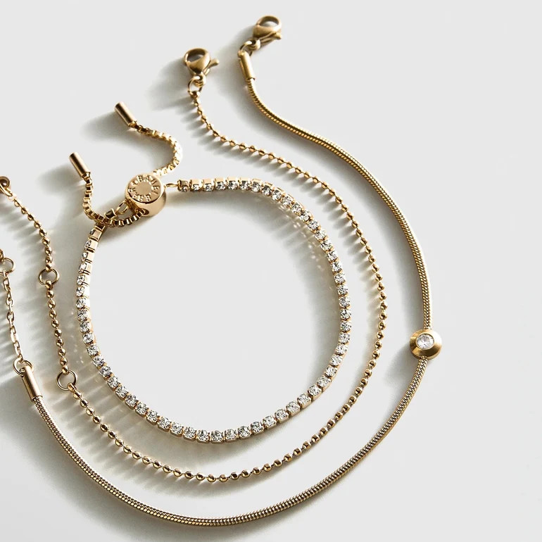 Catherine Waterproof Bracelet Set - Gold/Pav\u00e9 | BaubleBar