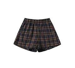 MakeMeChic Women's Elastic Waisted Plaid Shorts Lounge Pajama Shorts | Amazon (US)