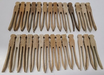 Vintage Lot of 28 Wooden Flat Head Clothes Pins | eBay US
