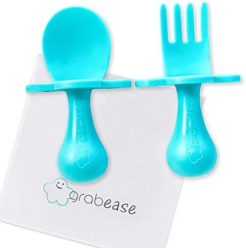 GRABEASE First Self Feed Baby Utensils with a Togo Case - Anti-Choke, BPA-Free Baby Spoon and For... | Amazon (US)