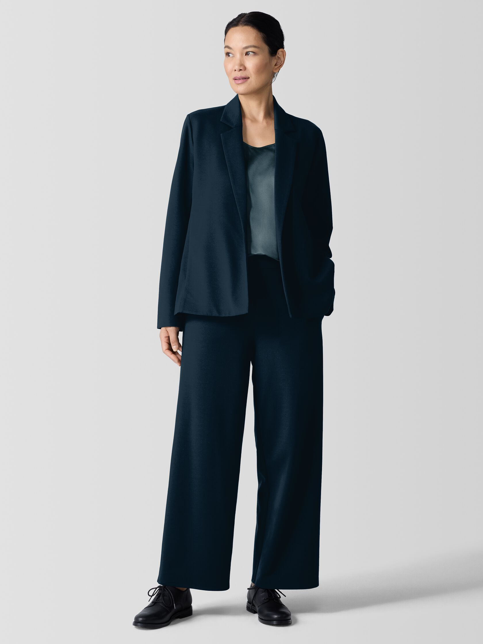 Washable Flex Ponte Notch Collar Blazer | Eileen Fisher