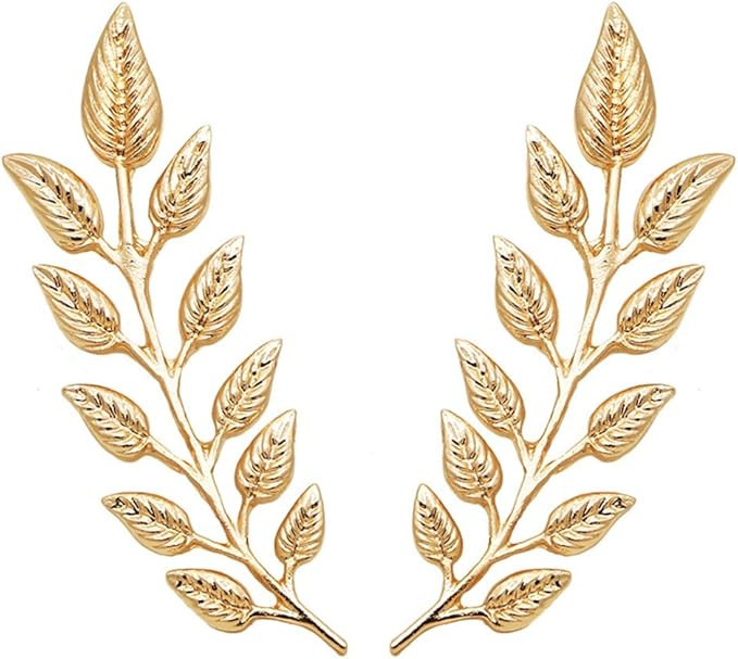 Gentlemen Suit Gold Brooches Simple Elegant 1 Pair Elegant Wheat Leaf Suit Clip Collar Pin Brooch... | Amazon (US)