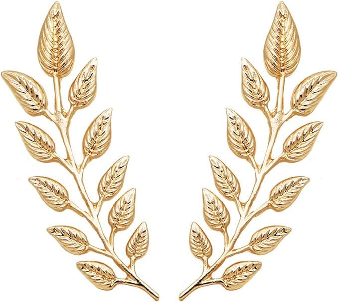 Gentlemen Suit Gold Brooches Simple Elegant 1 Pair Elegant Wheat Leaf Suit Clip Collar Pin Brooch... | Amazon (US)