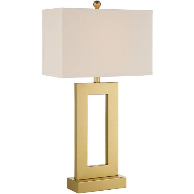 360 Lighting Modern Glam Luxury Table Lamp 30" Tall Gold Metal Open Base Oatmeal Rectangular Shad... | Target