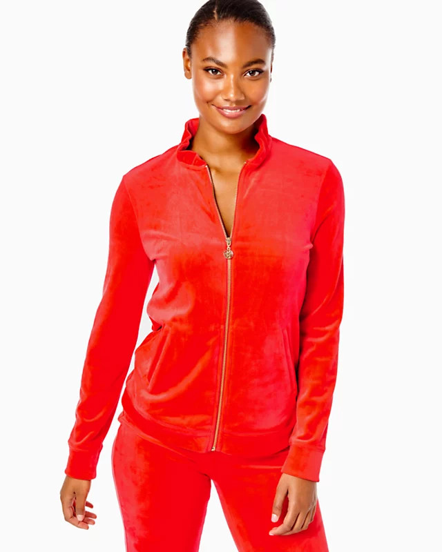 Jayla Velour Ruffle Zip-Up | Lilly Pulitzer | Lilly Pulitzer