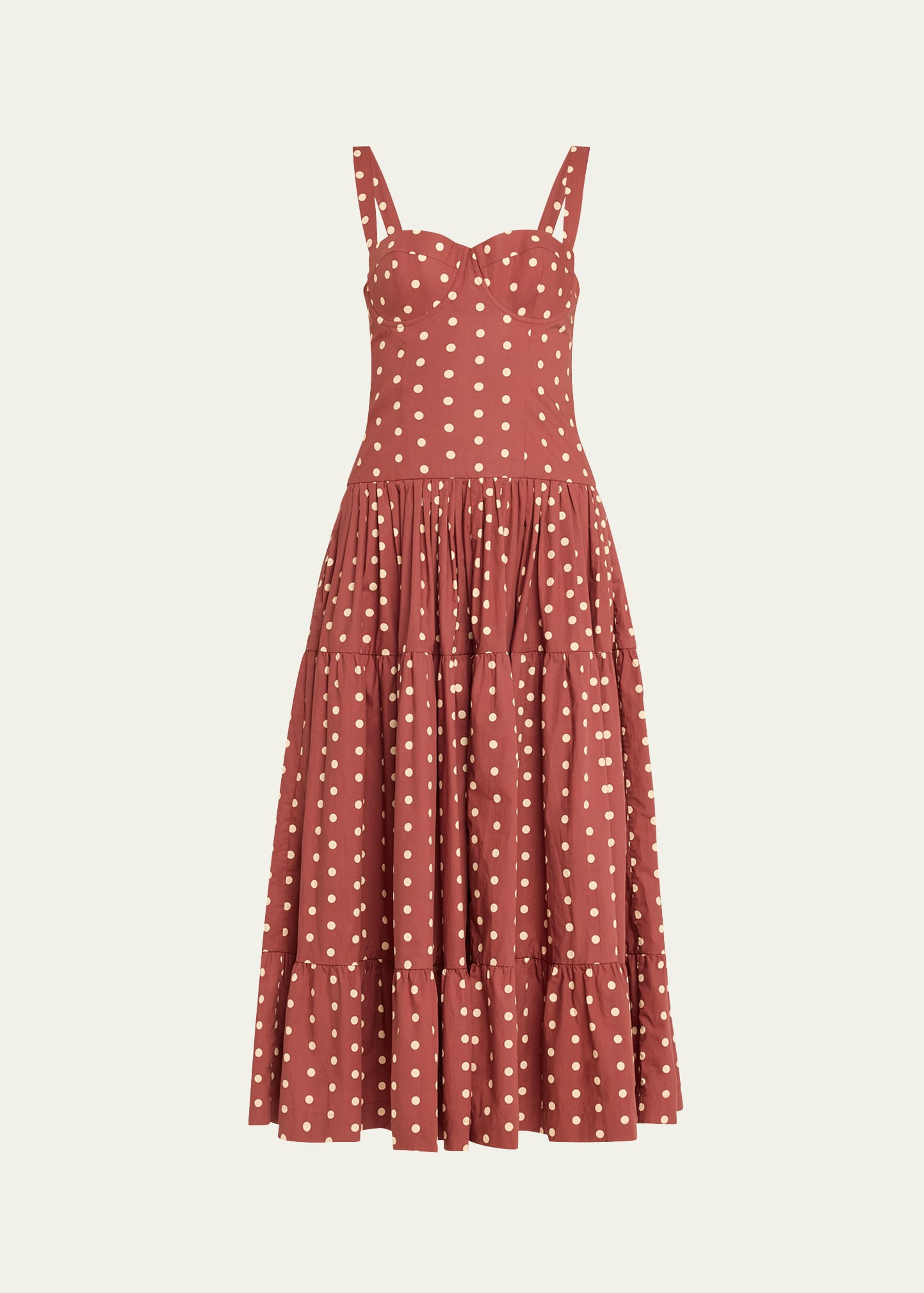 Cara Cara Santiago Bustier Tiered Floral Poplin Midi Dress | Bergdorf Goodman