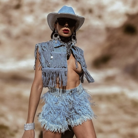 Western Diamond Fringe Jacket, Fringe Festival Jacket, Diamond Cowgirl Outfit | Poshmark