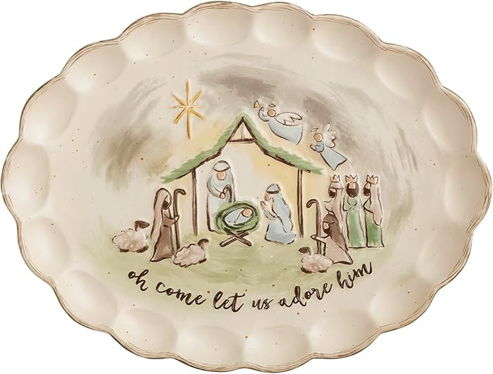 Mud Pie Christmas Nativity Oval Platter | Amazon (US)