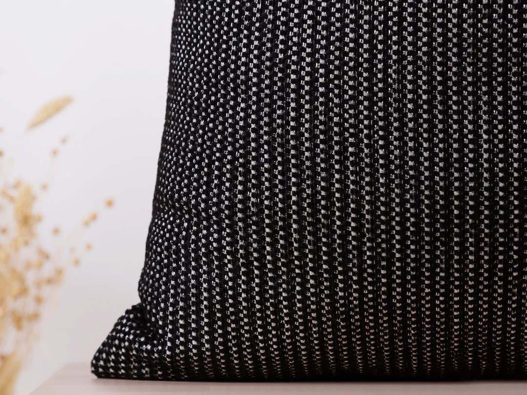 Woven Black Pillow Cover, Black and Off White Woven Fabric, Throw Pillow Cover, Euro Sham Cover, ... | Etsy (US)
