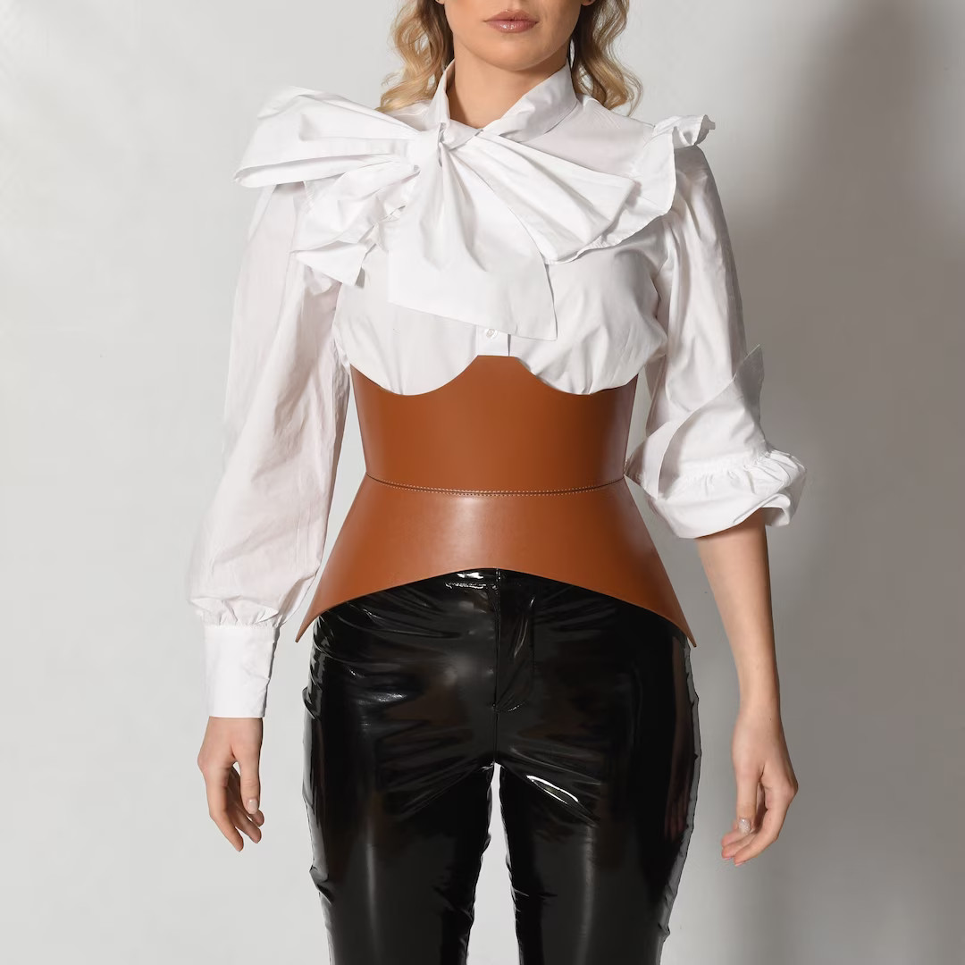 XO Brown Leather Corset, XXS-5XL, Hourglass Wide Belt, Plain Leather Belt Hips and Waist, Curved ... | Etsy (US)