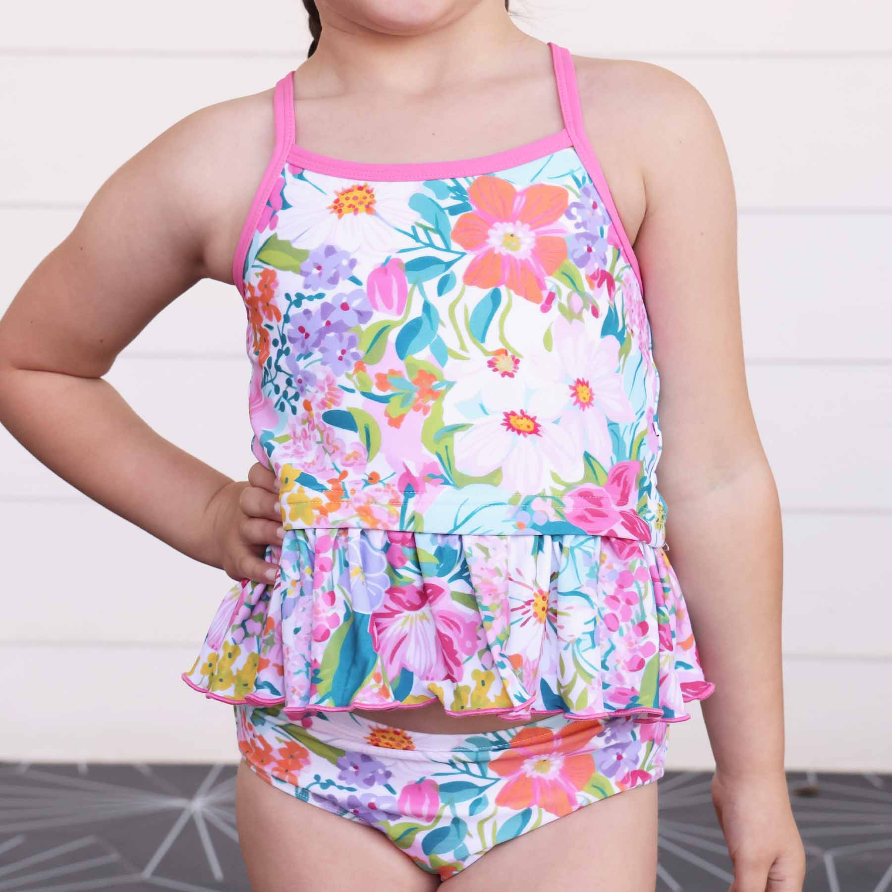 Two-Piece Strappy Tankini | Seaside Blooms | Caden Lane