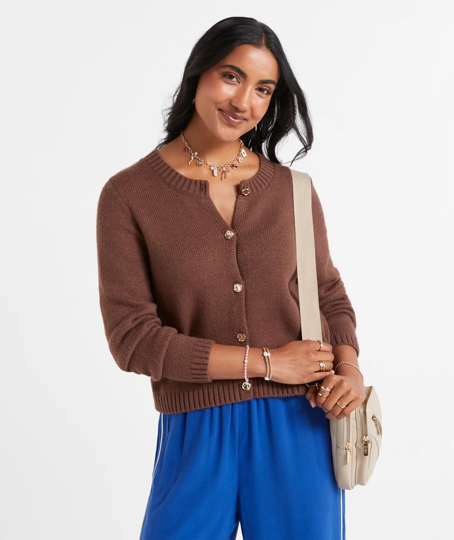 EMILY CREW NECK CARDIGAN | Sportsgirl