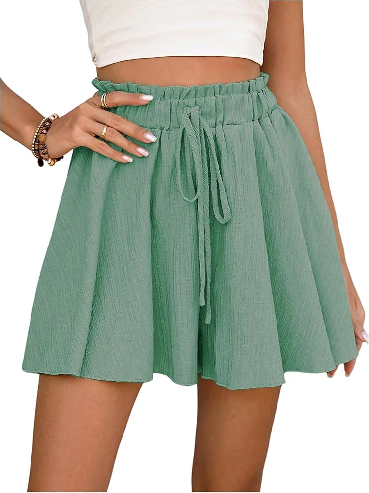 BEAUDRM Women's Flowy Summer Shorts High Waisted Casual Dressy Shorts Summer Beach Vacation Outfi... | Amazon (US)