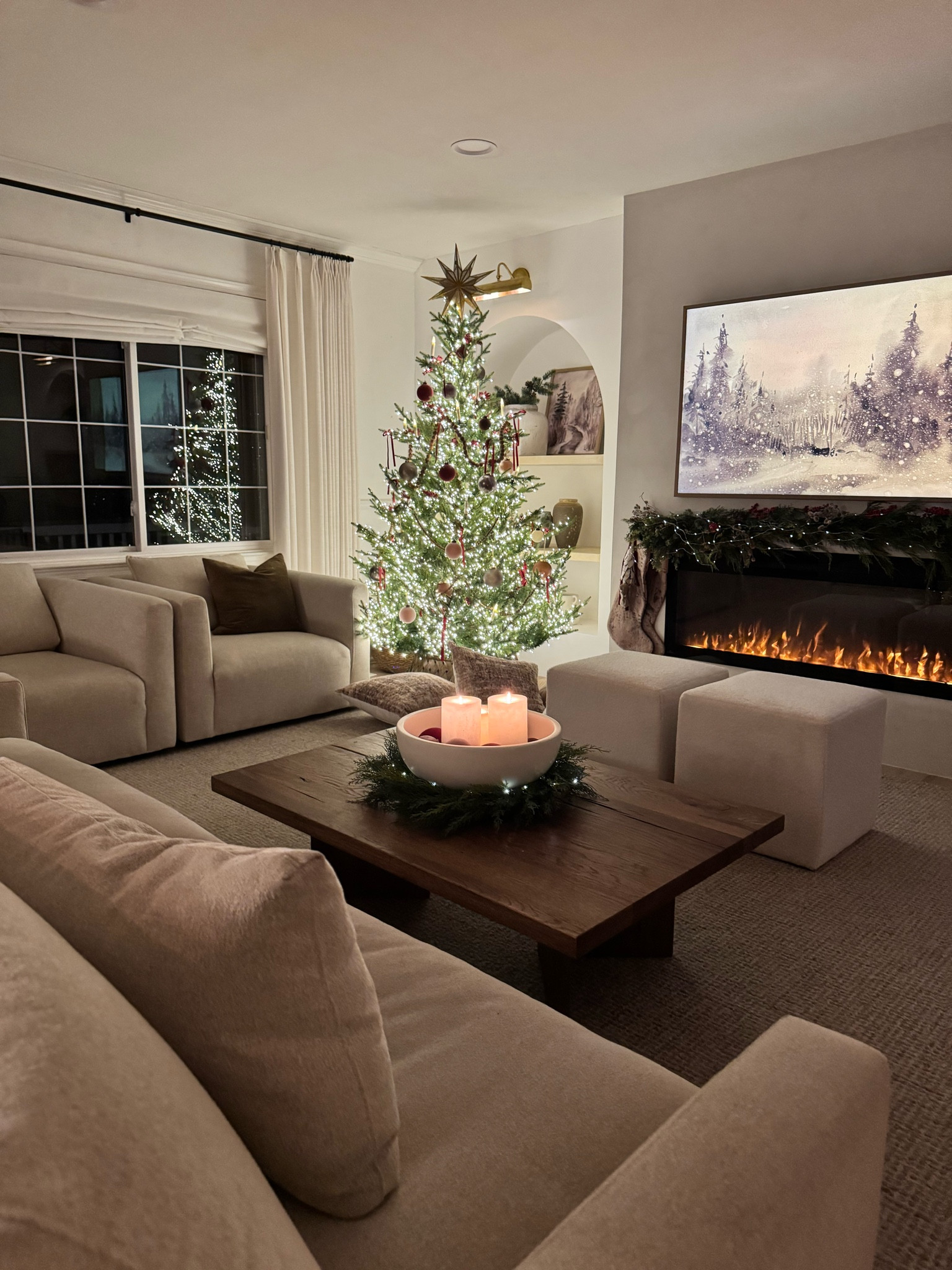 Christmas living room at night! 

#LTKHome #LTKHoliday #LTKSeasonal