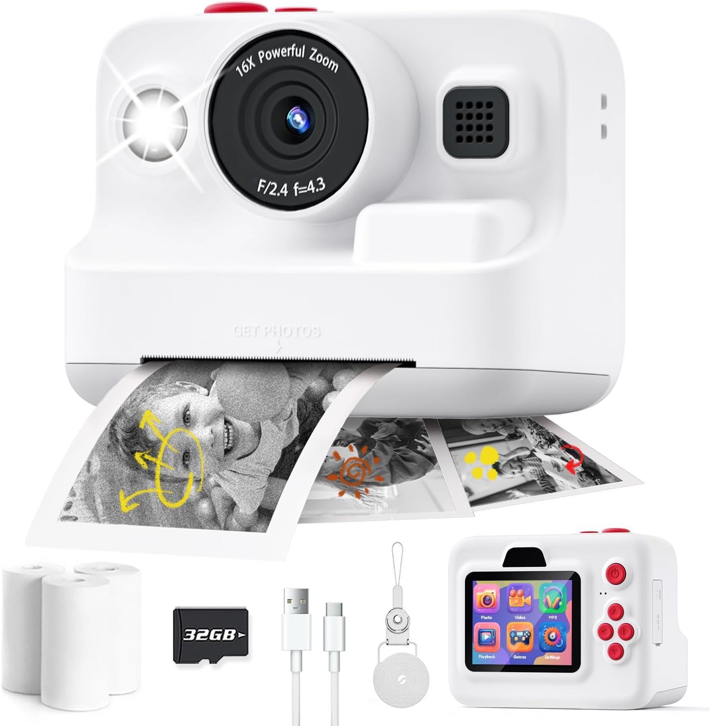Dylanto Instant Print Camera for Kids,2.4 Inch Screen Kids Instant Cameras, Christmas Birthday Gi... | Amazon (US)