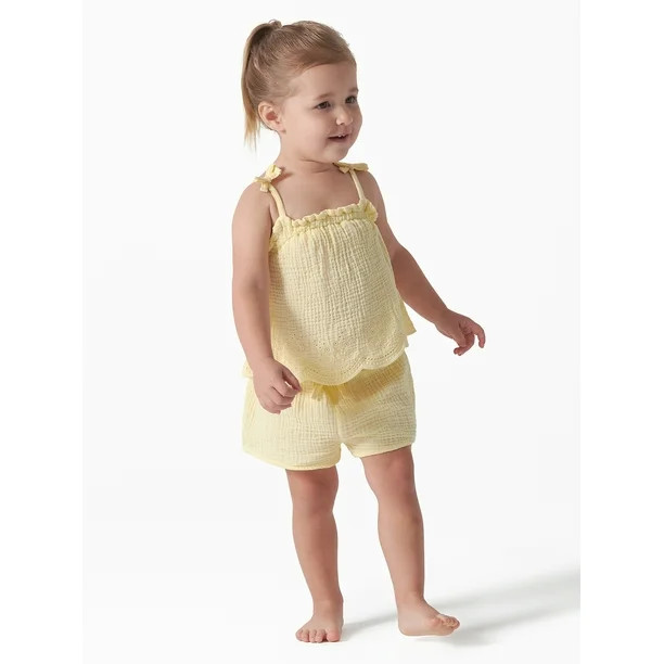 Modern Moments by Gerber Toddler Girl Eyelet Trim Gauze Top and Shorts Set, 2-Piece, Sizes 12M-5T | Walmart (US)