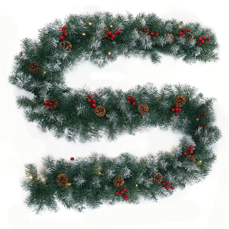 Yexmas 9FT Pre-Lit Christmas Garland with 45 Warm White LED Lights, Battery Operated Holiday Garl... | Walmart (US)