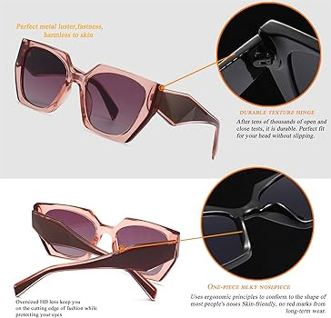 HJSTES Retro Trendy Sunglasses for Women Men Vintage Oversized Thick Square Frame with UV Protect... | Amazon (US)