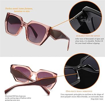 HJSTES Retro Trendy Sunglasses for Women Men Vintage Oversized Thick Square Frame with UV Protect... | Amazon (US)