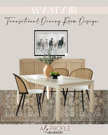 Dining Room // styled dining rooms, wayfair furniture, minimal dining chairs, black wood dining table, modern dining table, oak china cabinet, arched china cabinet, dome light fixture, white pendant, brass pendant, decorative vase, neutral dining room decor, wayfair decor, minimal dining room, home decor