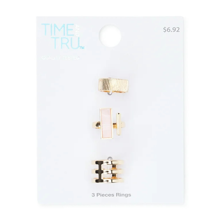 Time and Tru Gold Tone Ring Set, 3-Piece | Walmart (US)