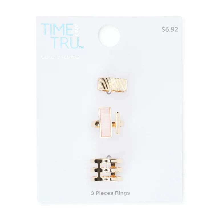 Time and Tru Gold Tone Ring Set, 3-Piece | Walmart (US)