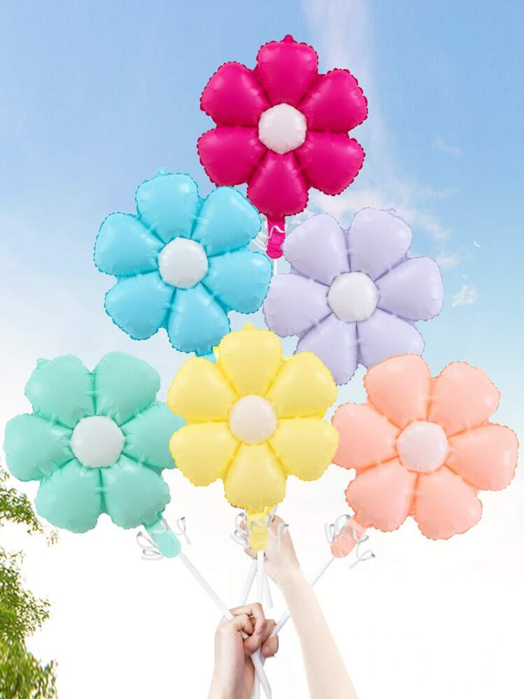 6pcs/set Macaron Colored Daisy Flower Aluminum Film Balloons (small & Medium) | SHEIN