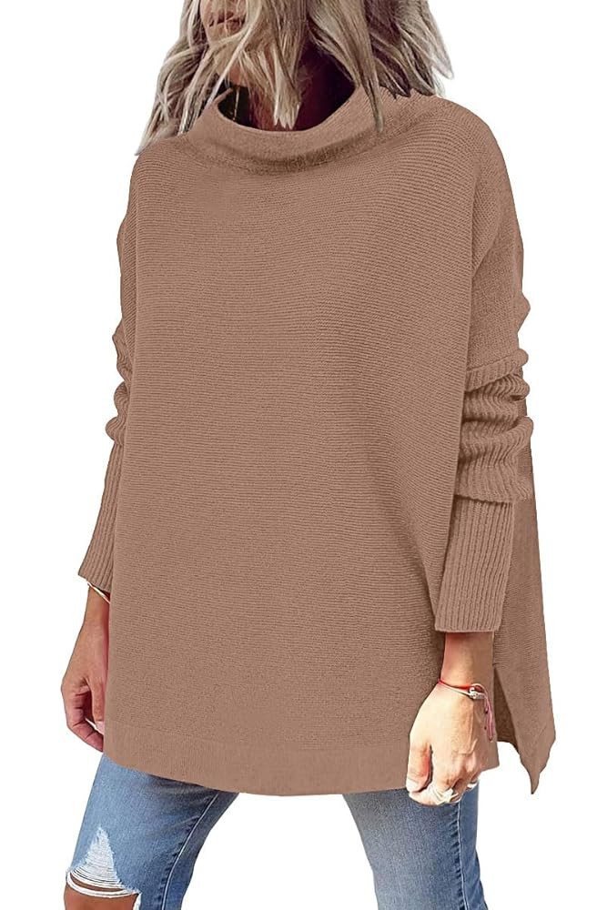 LILLUSORY Women's Mock Turtleneck Sweaters Oversized Long Sleeve Casual Knit Pullover 2025 Tunic ... | Amazon (US)