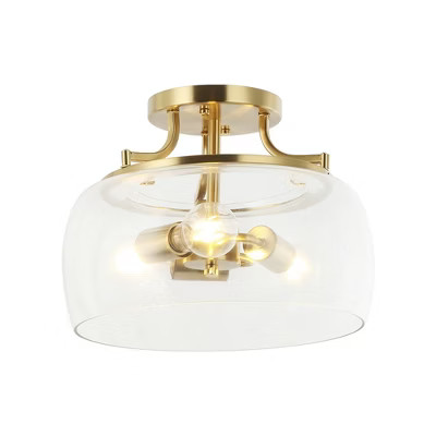 Parrot Uncle 13.3" Modern Brass Glass Semi-Flush Mount Ceiling Light | Target