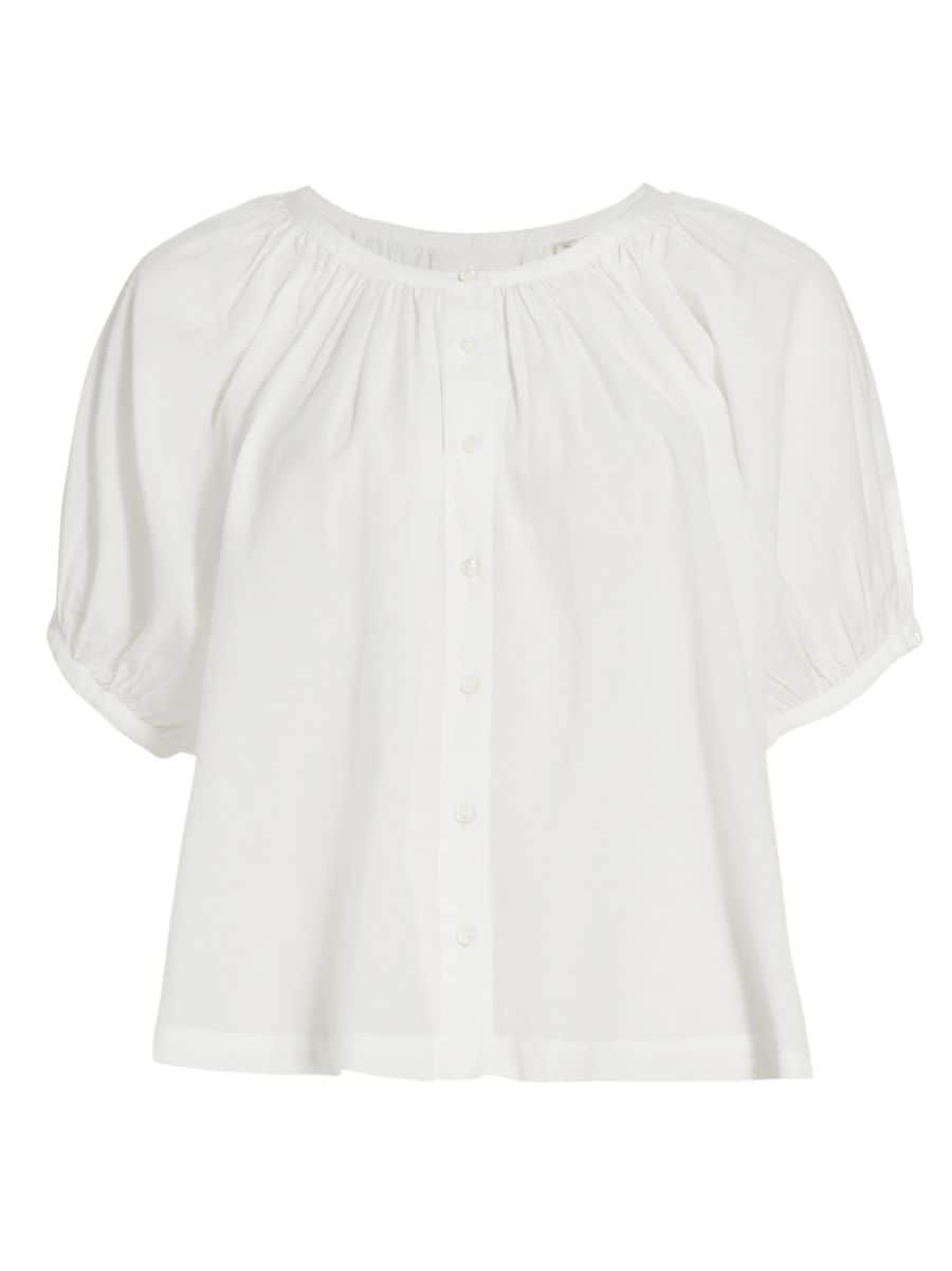 Shop DÔEN June Puff-Sleeve Top | Saks Fifth Avenue | Saks Fifth Avenue