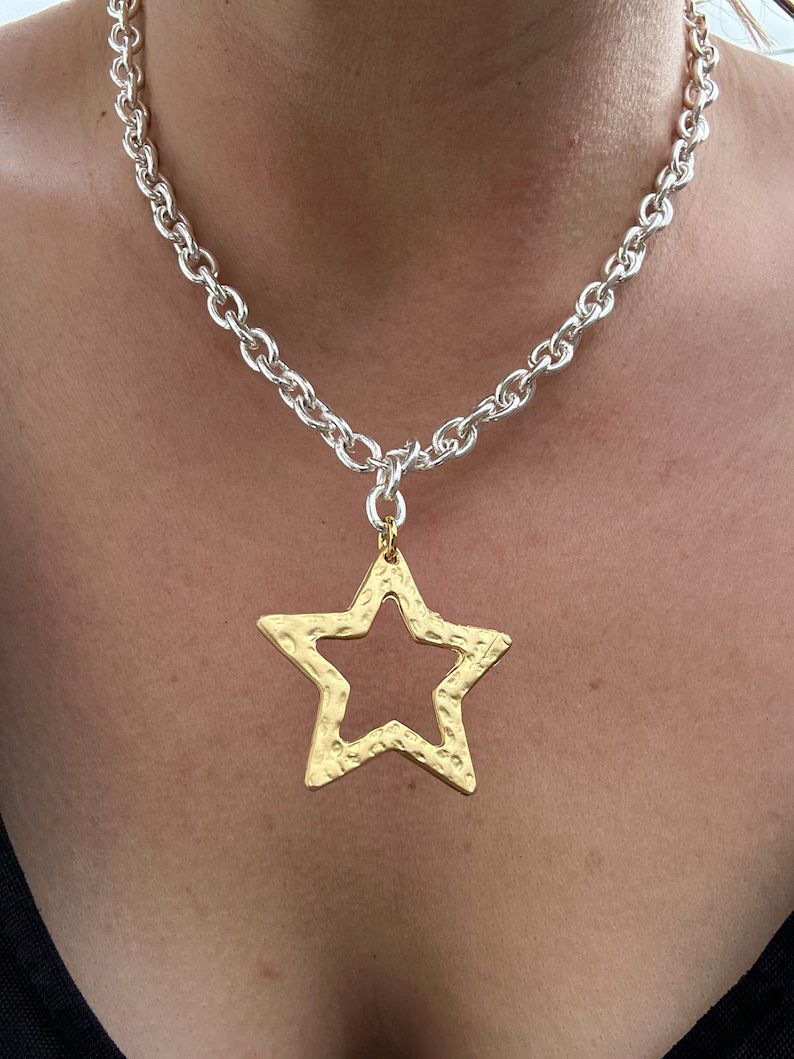 Mixed. Metal Statement Star Necklace Large Gold Star Pendant, - Etsy | Etsy (US)