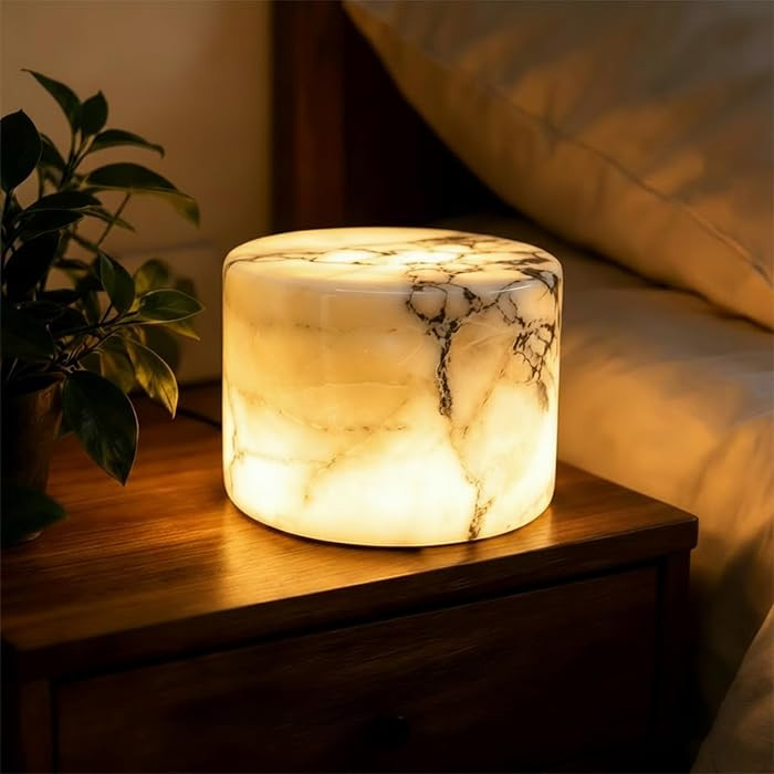 Marble Touch Lamp, Onyx Marble LED Night Light, Type-C Rechargeable Tap Bedside Lamp with Dimmabl... | Amazon (US)