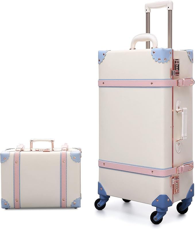 urecity Designer Vintage Trunk Combination Luggage Sets of 2 Piece, Hard Shell Retro Travel Suitc... | Amazon (US)